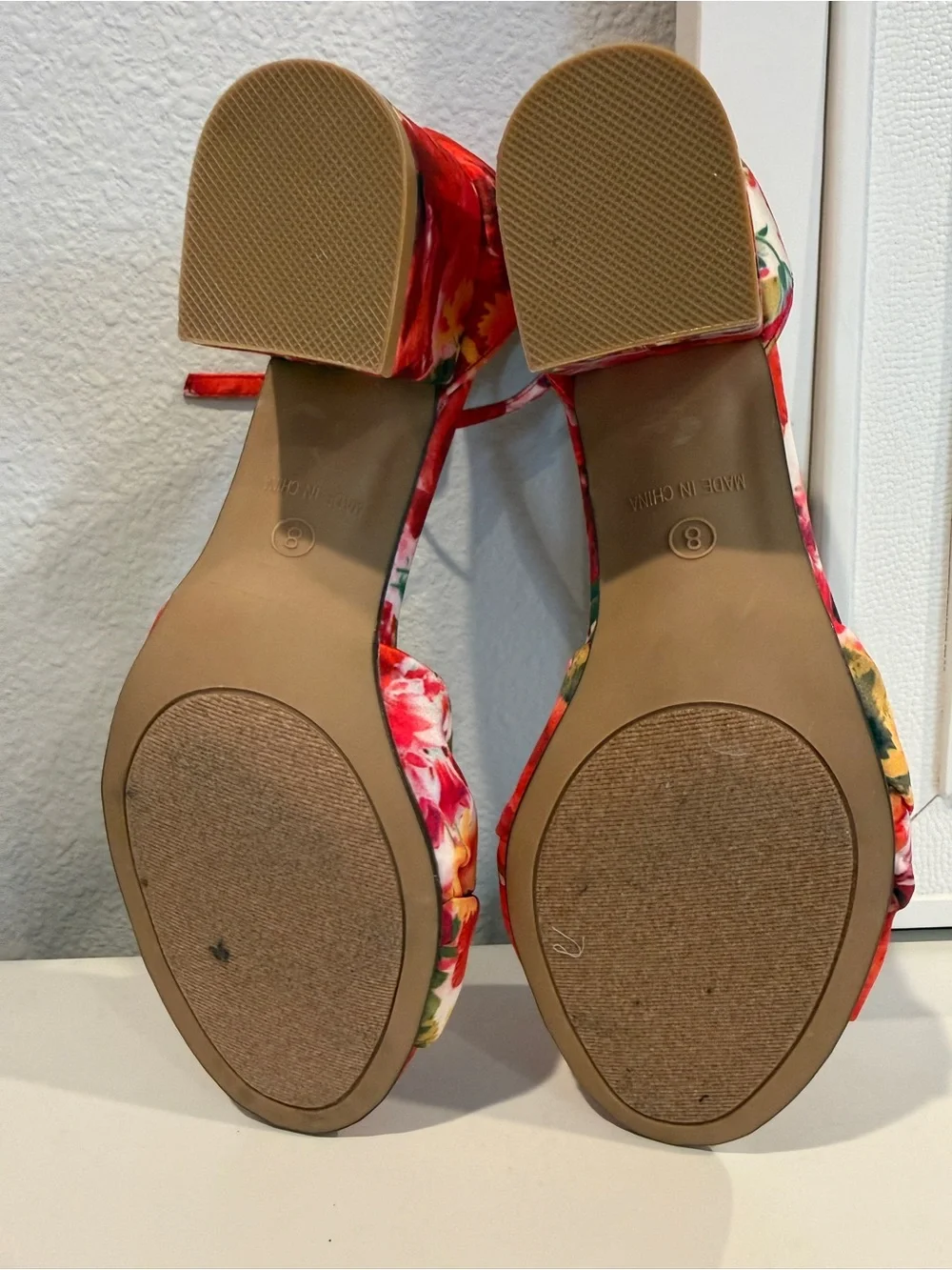 Betsey Johnson Red Floral Bow Ankle-Strap Heels